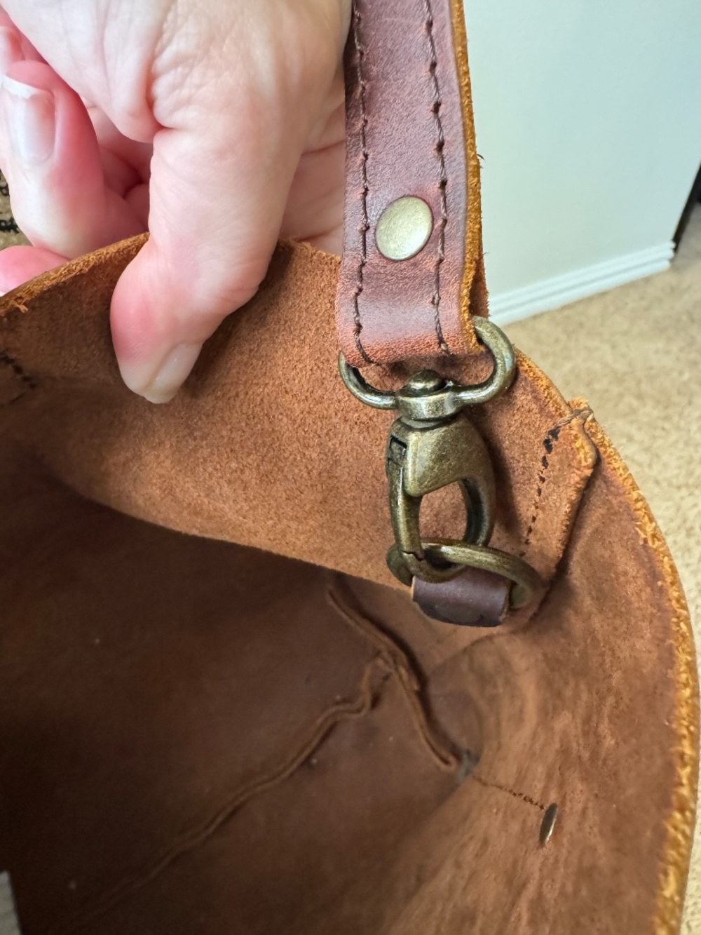 Brown Portland Leather Mini Crossbody Tote - Picture 7 of 10